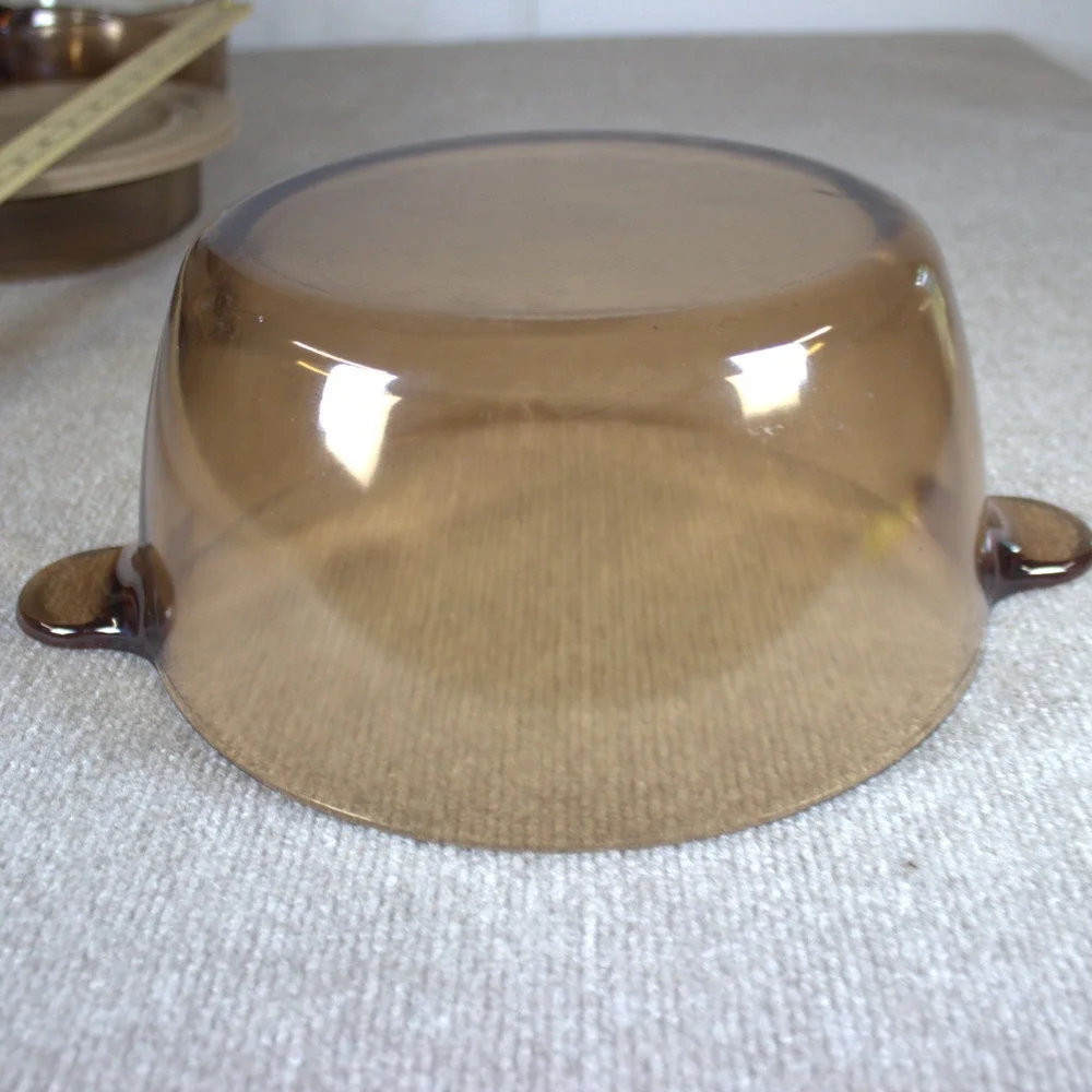 Visions by Corning Amber Glass Cookware Set Pot Pan Skillet 6 Piece Lot USA